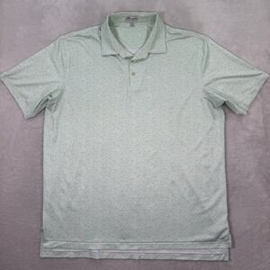 Peter Millar Summer Comfort Mens XL Green Abstract Course Print Golf Polo Shirt